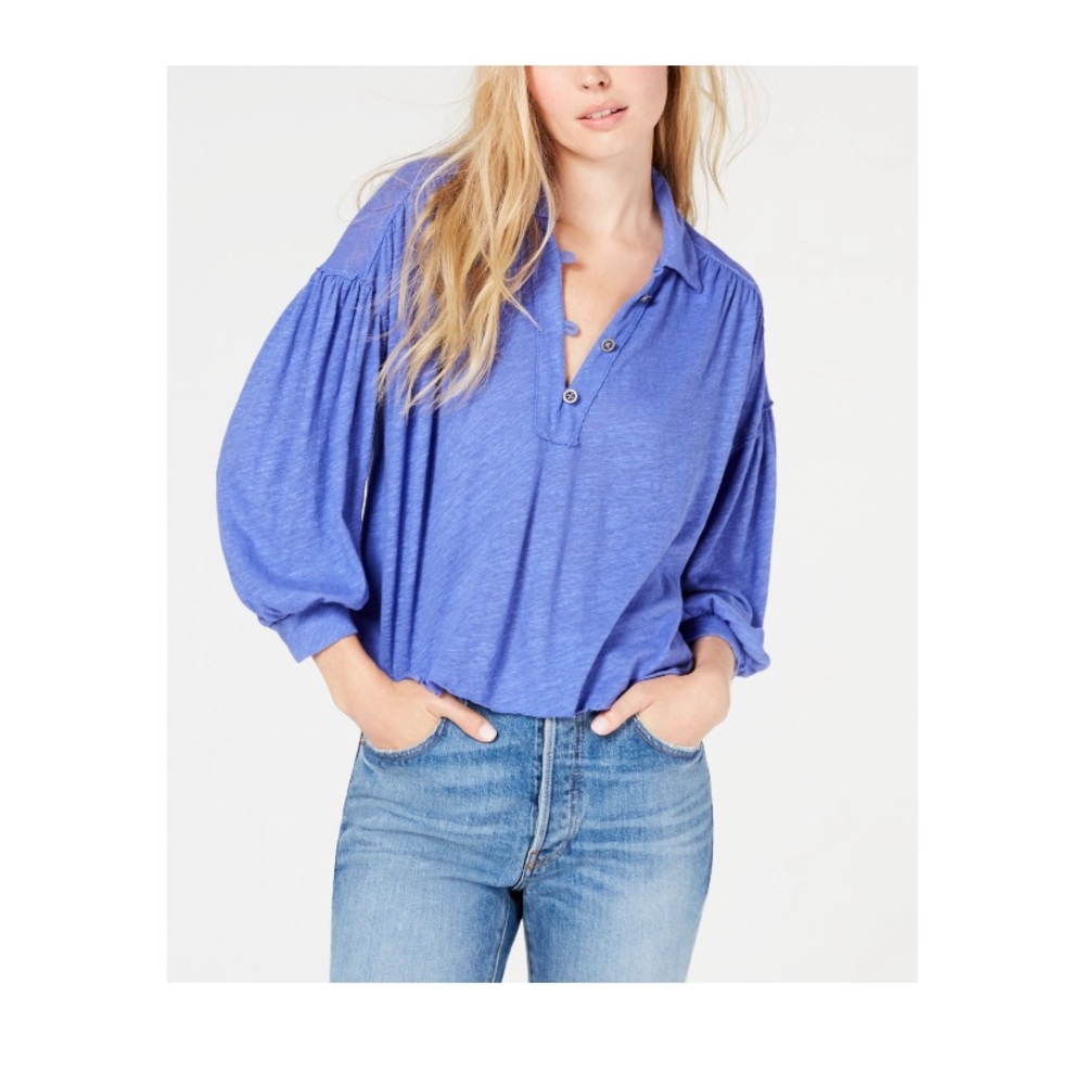 FREE PEOPLE Womens Long Sleeve Collared top sz m